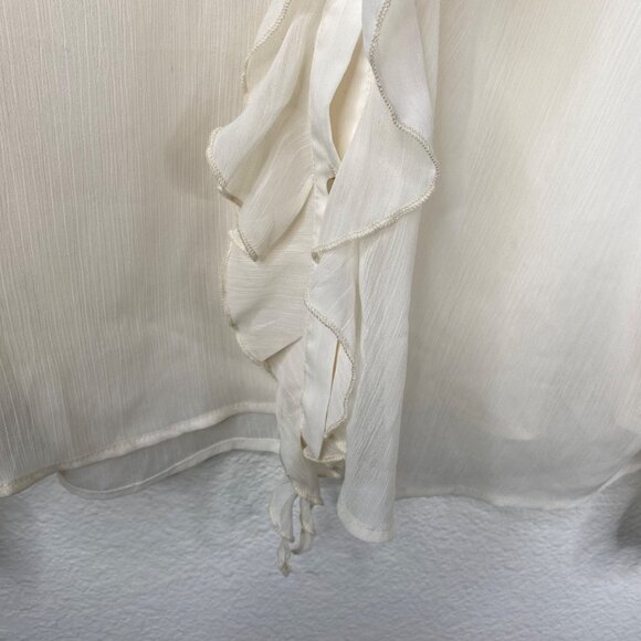 Commense Women's Ruffles Semi Sheer Romantic Fairy Boho Top Ivory Size XL - Picture 9 of 13